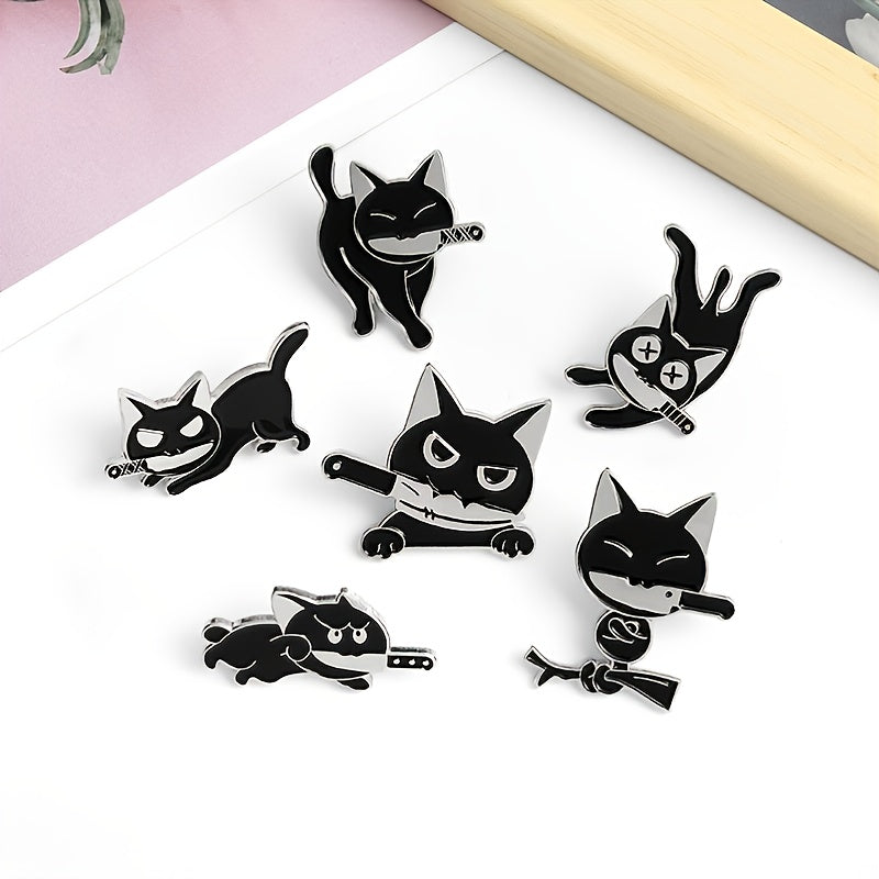 Mens Punk Cats Enamel Pins Brooches Lapel Badges Pin Jewelry