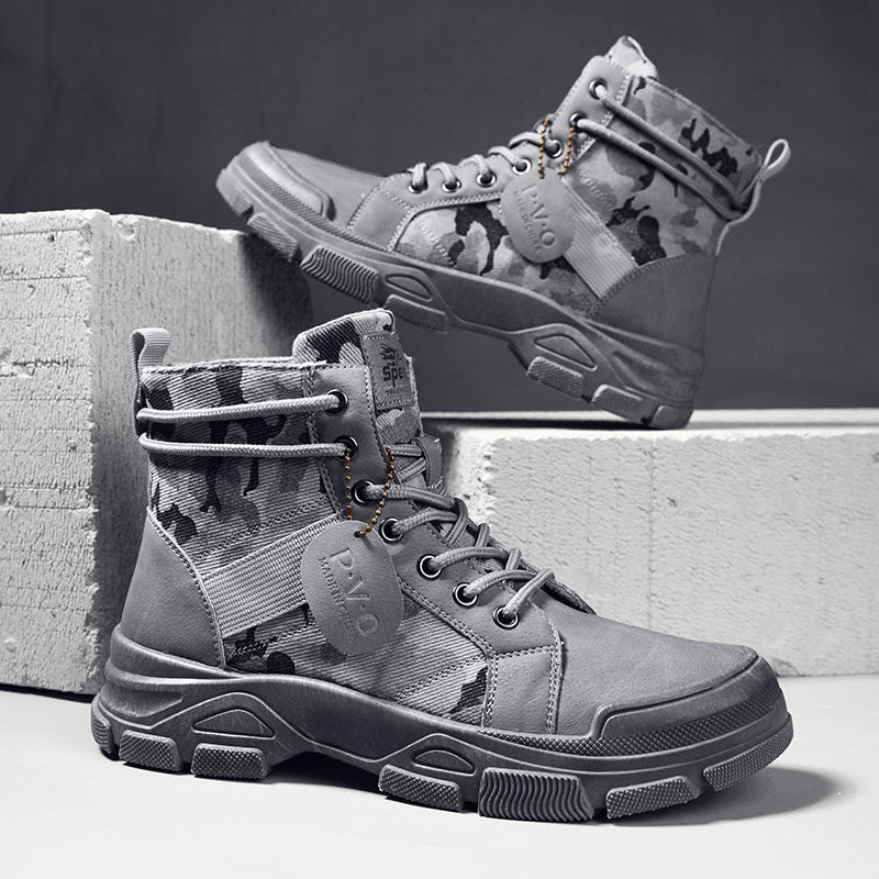 Men's High Camouflage Canvas Boots