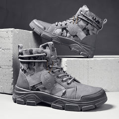 Men's High Camouflage Canvas Boots