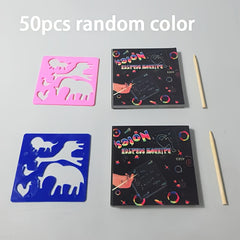 50pcs Rainbow Scratch Art Kit Unleash Hidden Designs with Bright Colors