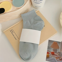 10 Pairs Solid Short Socks Comfy & Breathable Women's Stockings