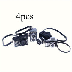 4pcs Dollhouse Camera w/ Straps for BJD Model Doll Scene Decor