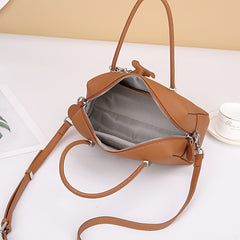 Leather Shoulder Bag with Metallic Star Charm