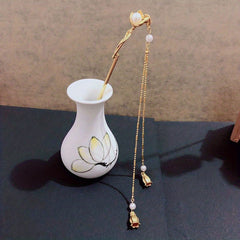 Ancient Style Butterfly Hairpin Faux Pearl Daily Golden Stick Chinese Style