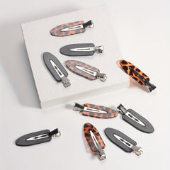 10pcs Leopard Pattern Duck Billed Hair Clip for Salon Hair Style