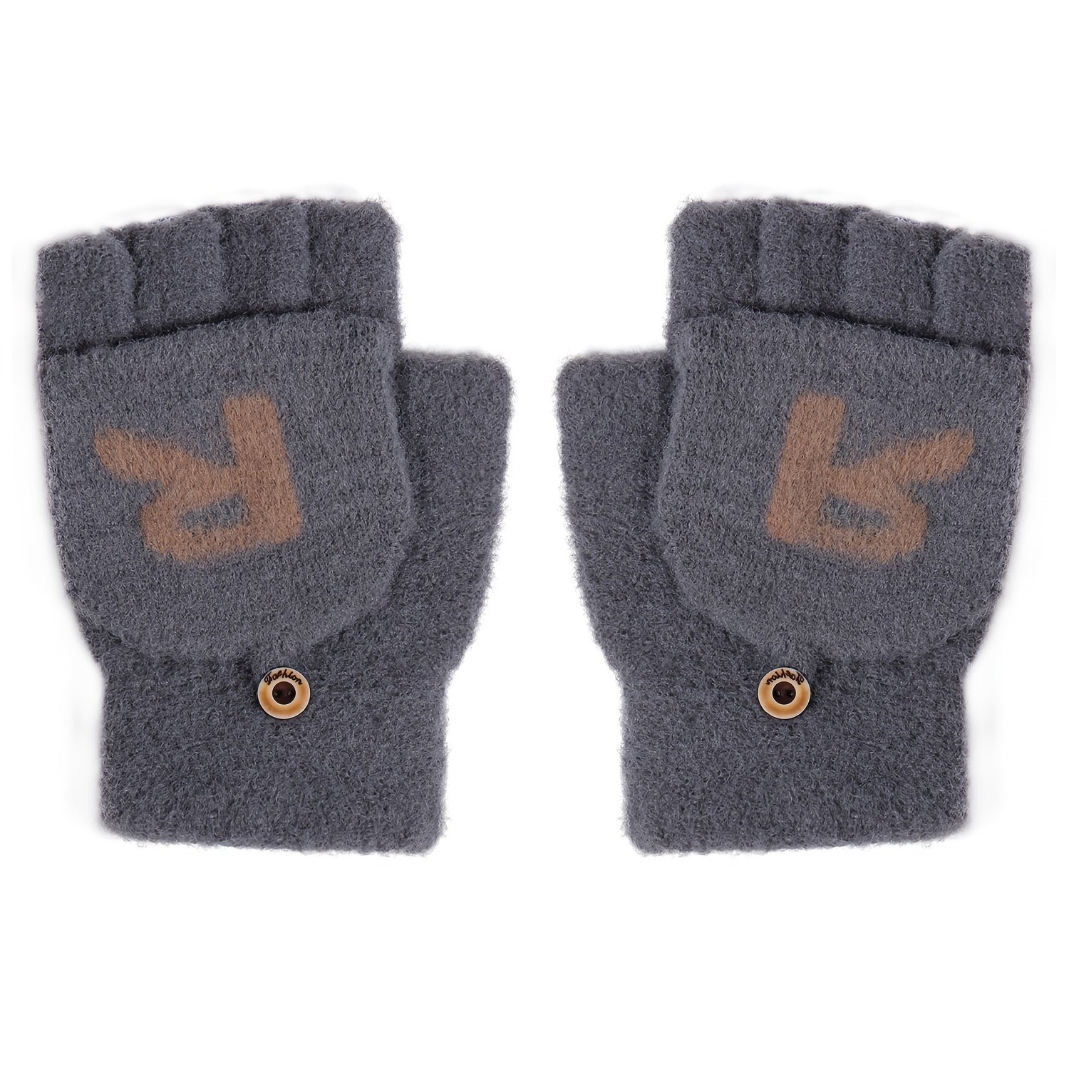 Men's Winter R Letter Knitted Fleece Gloves