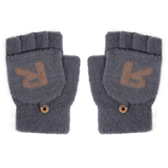 Men's Winter R Letter Knitted Fleece Gloves