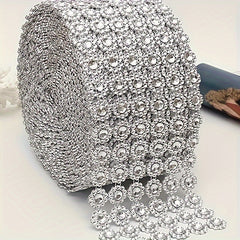 Silvery Mesh Ribbon Wrap Sunflower Crystal Rhinestone Sparkle Ribbon