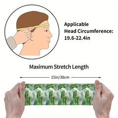 Tropical Leaf Sports Headband Sweat Wicking Stretchy Polyester Green