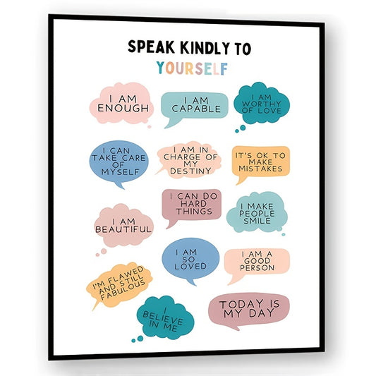 Positive Affirmations & Feelings Poster for Therapy Office Decor