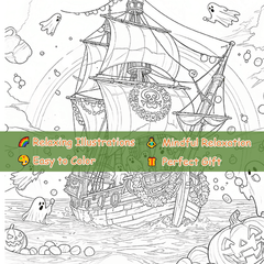Deluxe Gothic Halloween Adult Coloring Book - Ghost Witch Horror Scene