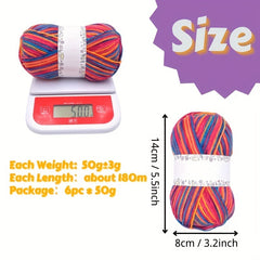 6pcs Acrylic Yarn 50g Crochet Yarn Starter Kit With Crochet Hook Knitting Needle