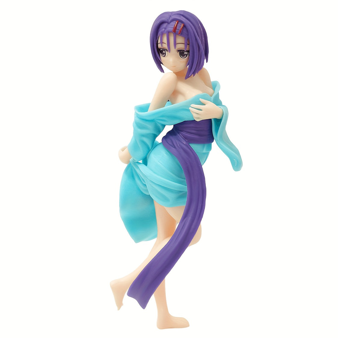 Kimono Beauty Figurine with Delicate Ornaments and Family Accessories
