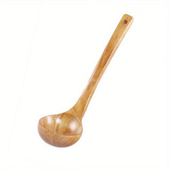 Non Stick Soup Spoon with Long Wooden Handle for Easy Cooking and Serving