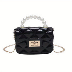 Mini Jelly Purse Girls Mini Bag Faux Pearl Handbag
