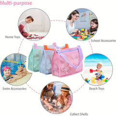 Kids Beach Toy Mesh Bag Seashell Tote for Shells & Toys