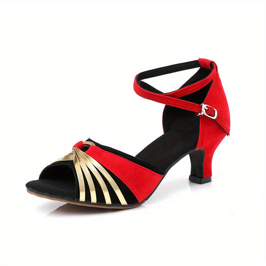 Women's Latin Dance Heels Cross Strap Ankle Buckle for Comfort & Style