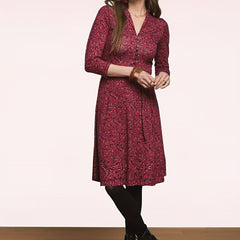  Retro Dress 3/4 Sleeve Cape Collar Knee Length Dress