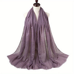 Hot Stamping Frayed Edge Scarf Solid Shawl Hijab Classic Turban Head Wrap