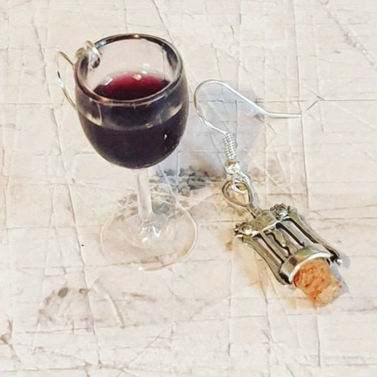 Funny Wine Glass & Bottle Opener Earrings - Holiday Gift