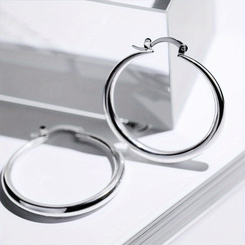 Golden Big Circle Hoop Earrings 18K Plated Jewelry For Women