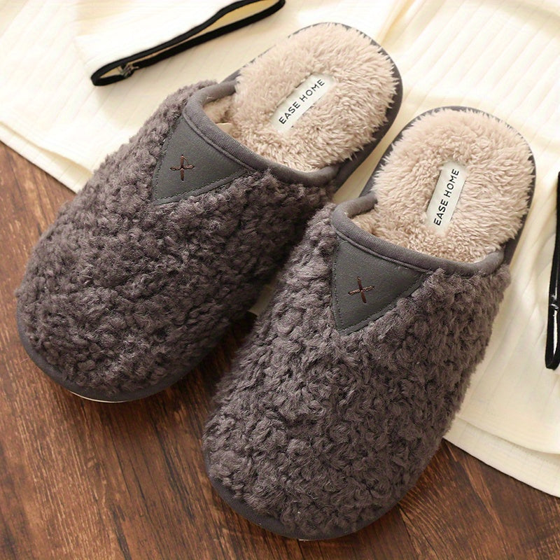 Cozy Plush House Slippers for Men - Anti-Skid Indoor Shoes