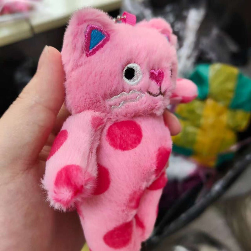 Cute Cat Plush Keychain Bag Pendant Polka Dot Cat Stuffed Animal Toy