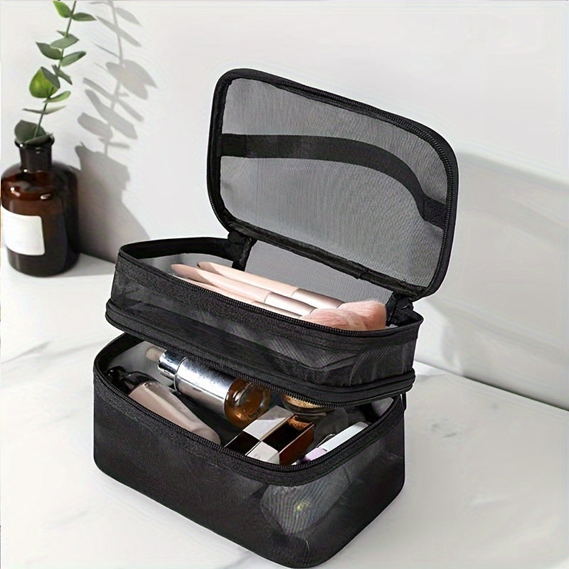 Mesh Transparent Toiletry Bag Portable Handheld Cosmetic Storage Bag