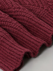  Solid Jacquard High Neck Jumper