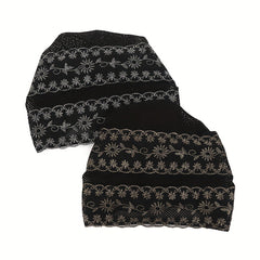 Floral Embroidery Lace Beanie Solid Turban Cap