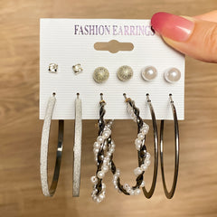 Vintage Rhinestone Stud Earrings Set for Women