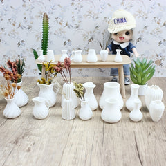 Mini Art Vase for Dollhouses Plastic Flower Arrangement DIY Collectible Display