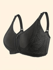 Leaf Pattern Lace Comfy Bras Front Zip Intimates Women's Lingerie