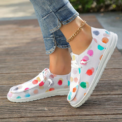 Women's Colorful Canvas Lace Up Sneakers Lightweight Walking Shoes