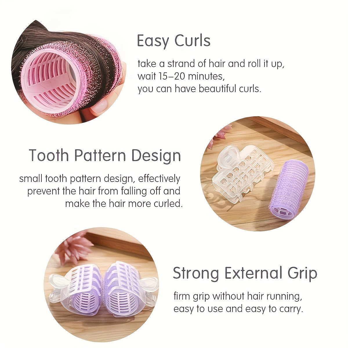 Self Adhesive Hair Rollers for Bangs and Curls, Easy to Use Hair Curling Tool