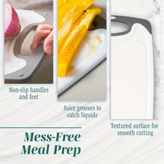 3pcs Reversible Cutting Boards with Non Slip Handles for Kitchen and Dorm