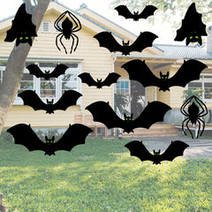 17pcs Halloween 3D Bats Hanging Ornaments Set Scary Spider Pendants