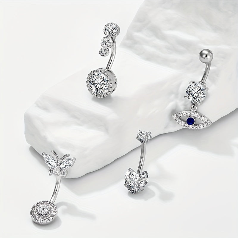 Heart Shape Zircon Belly Button Ring for Women & Girls