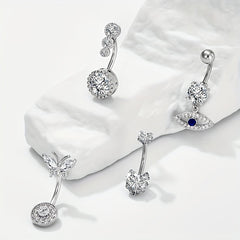 Heart Shape Zircon Belly Button Ring for Women & Girls