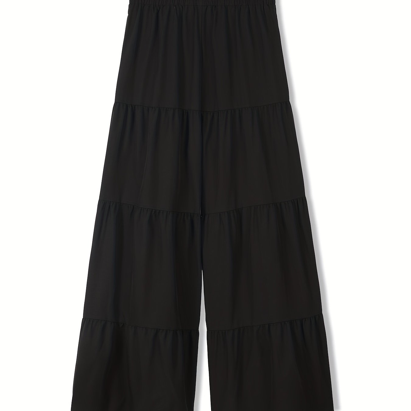 Women's Plus Solid Elastic High Rise Wide Leg Trousers