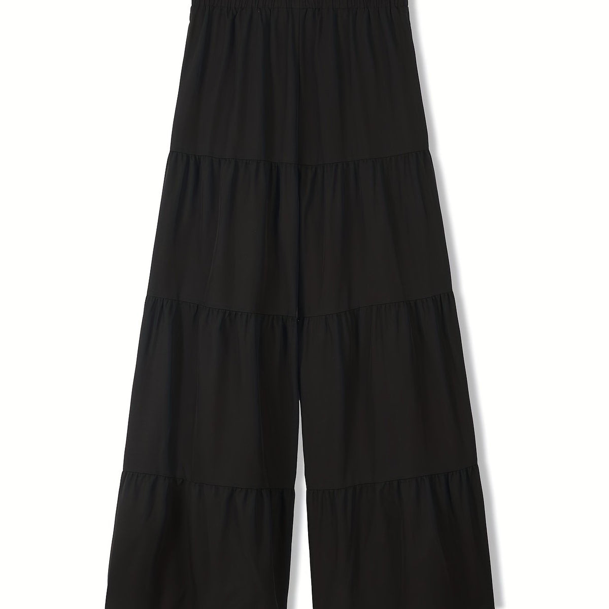 Women's Plus Solid Elastic High Rise Wide Leg Trousers