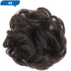 Curly Synthetic Bun Hair Extensions Elastic Donut Ponytail