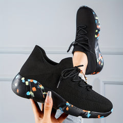 Soft Sole Weaving Sneakers Lace up Casual Running Shoes Women's