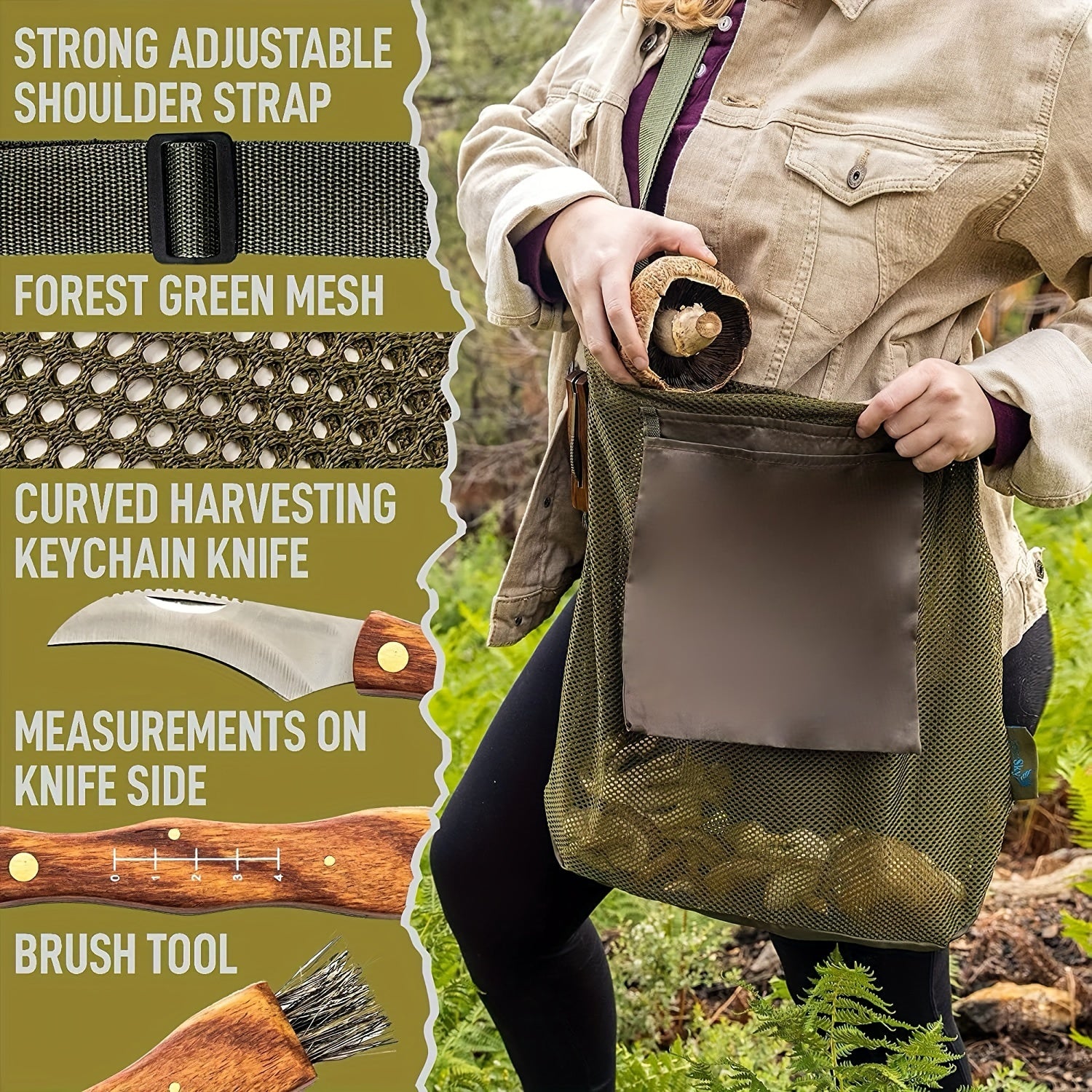 Portable Mushroom Foraging Bag Outdoor Camping Storage