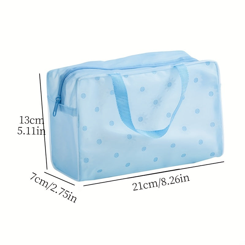 Floral Waterproof Makeup Bag with Handle - Bathroom Organizer