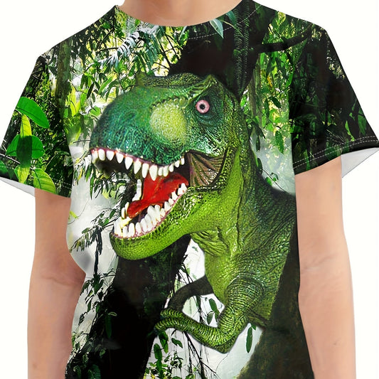 T Rex 3D Print Boy's T shirt Short Sleeve Crew Neck Kids Toddler Summer Clothes