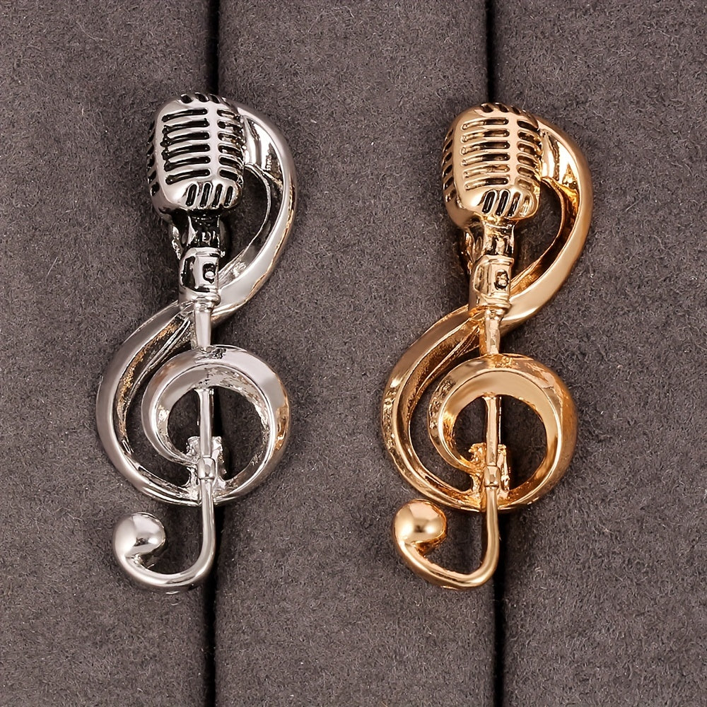 Microphone Music Brooch Pin