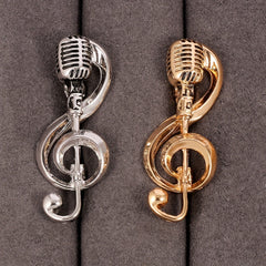 Microphone Music Brooch Pin