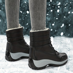 Women's Platform Snow Boots Lace Up Plush Lined Outdoor Boots