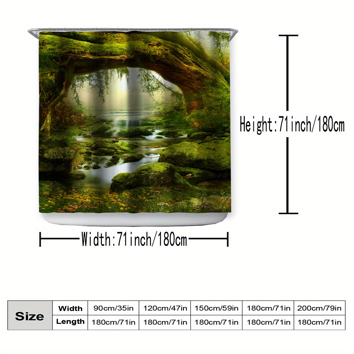 Tree Pattern Shower Curtain Waterproof and Mildew Proof Bathroom Decor
